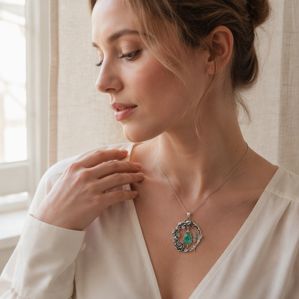 Emerald Butterfly Necklace