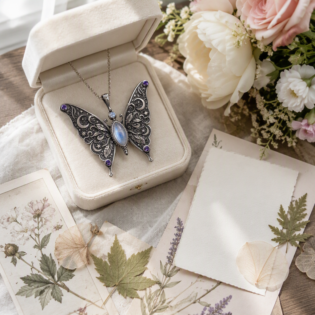 Celestial Butterfly Moonstone Necklace
