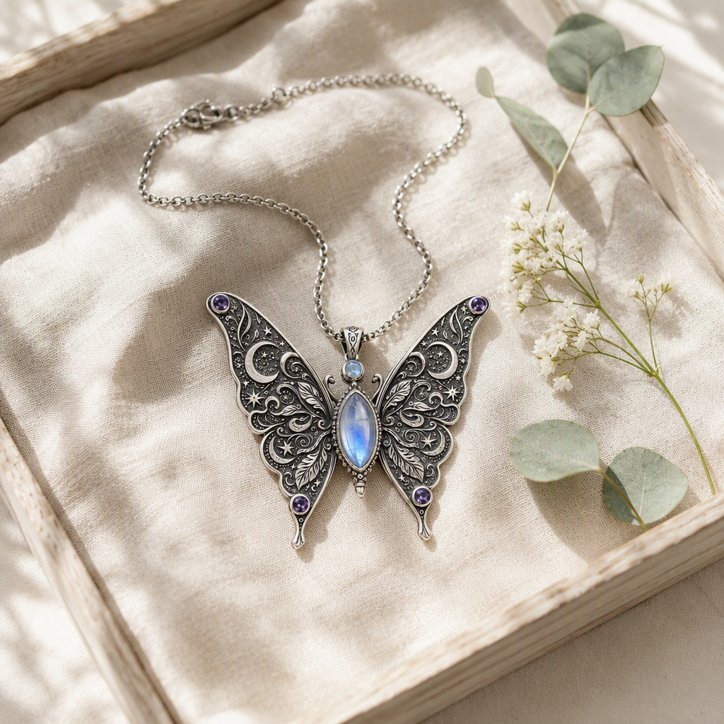 Celestial Butterfly Moonstone Necklace