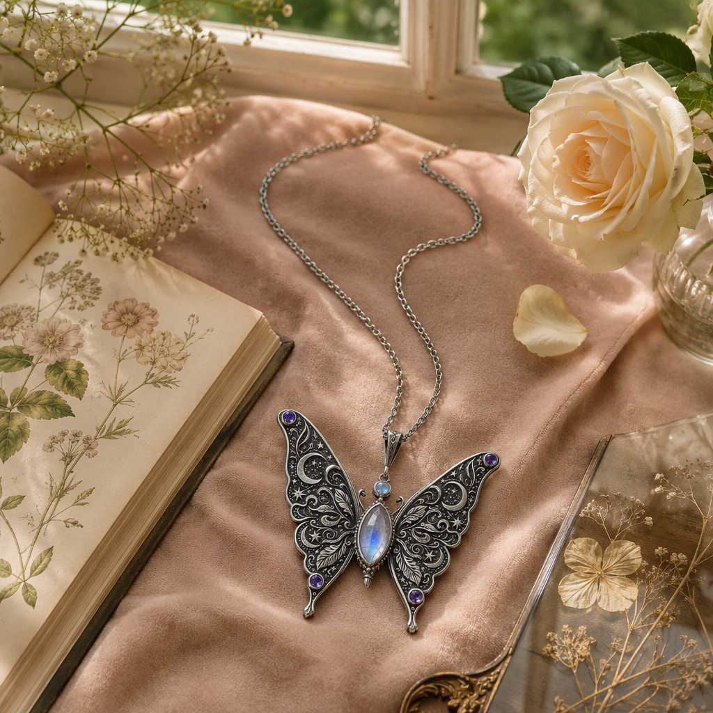 Celestial Butterfly Moonstone Necklace