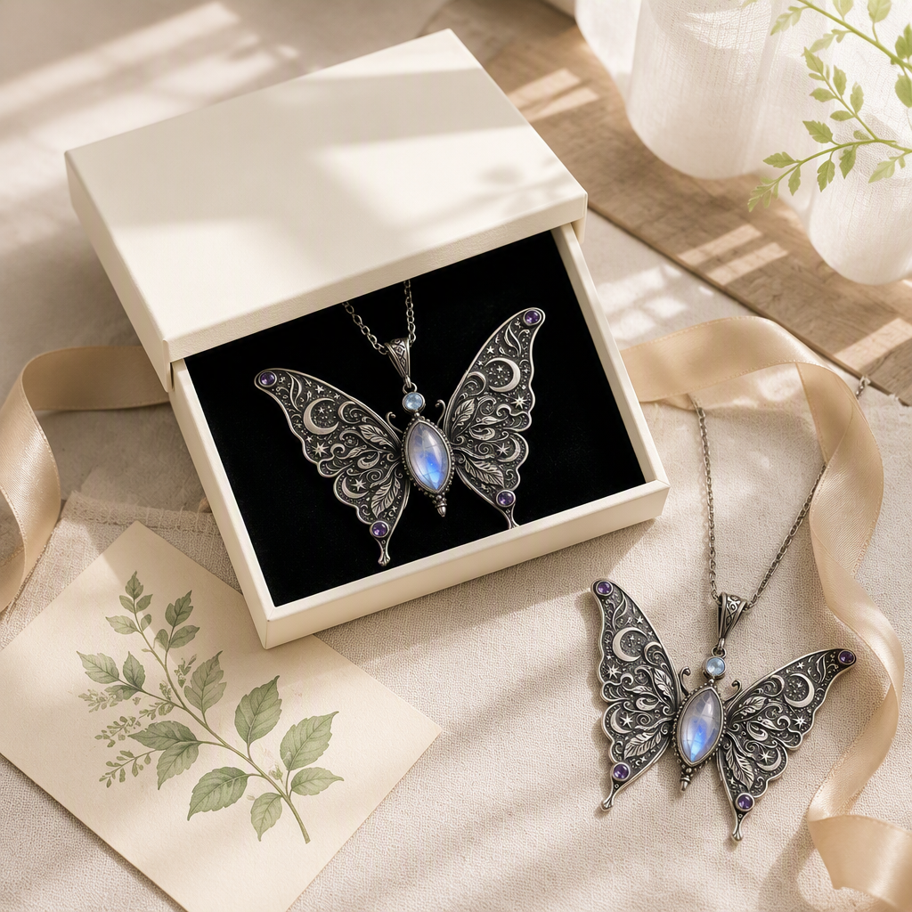 Celestial Butterfly Moonstone Necklace