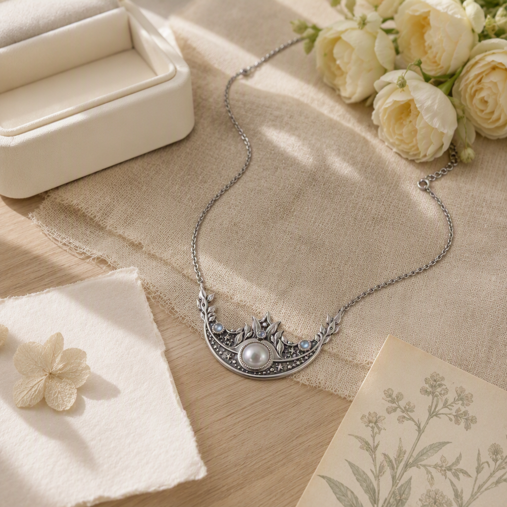 Moon Crown Pearl Necklace