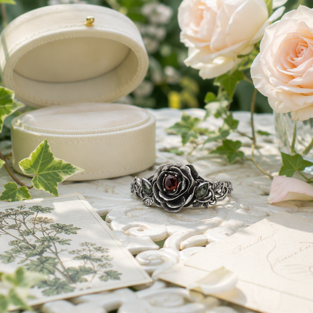 Victorian Rose Garnet Ring