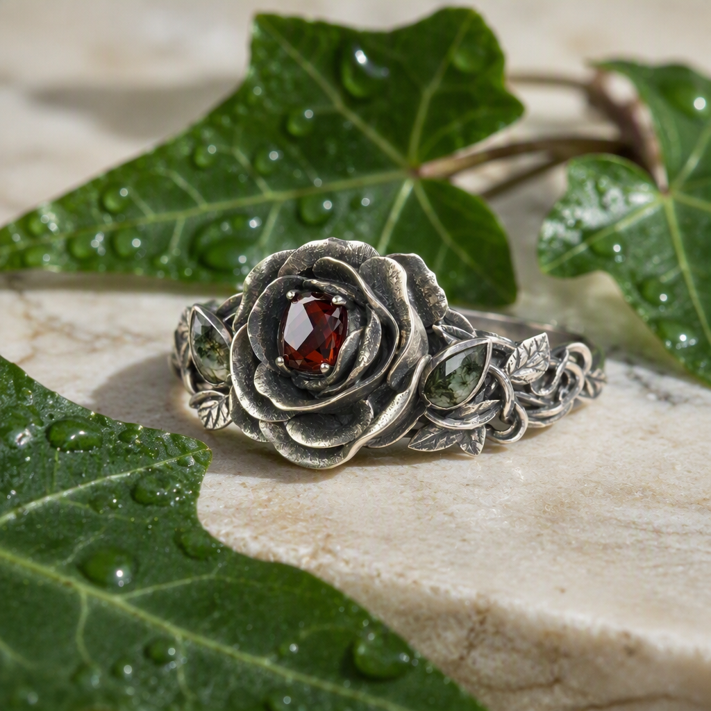 Victorian Rose Garnet Ring