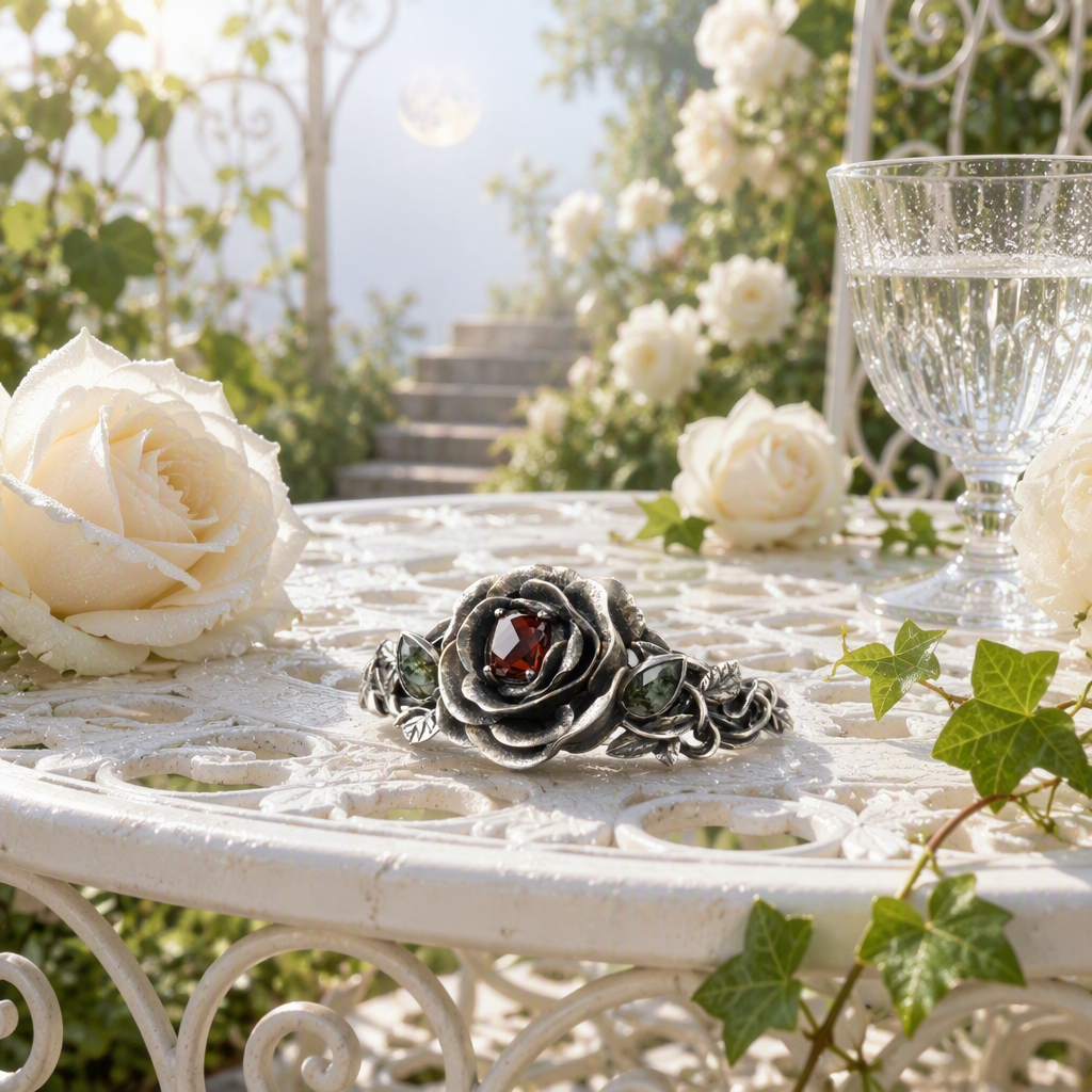Victorian Rose Garnet Ring