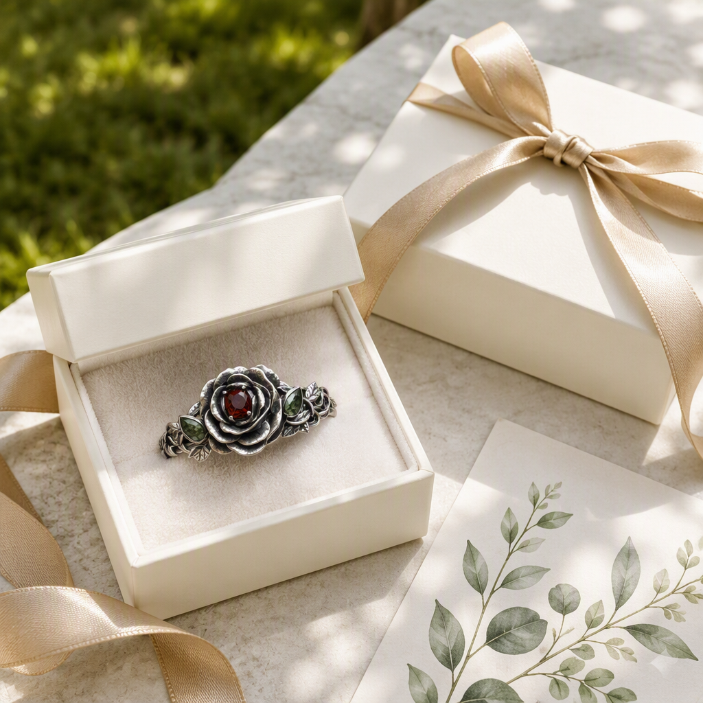 Victorian Rose Garnet Ring
