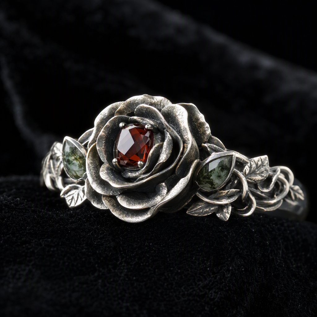 Victorian Rose Garnet Ring