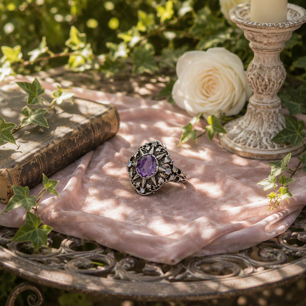 Celestial Amethyst Star Ring