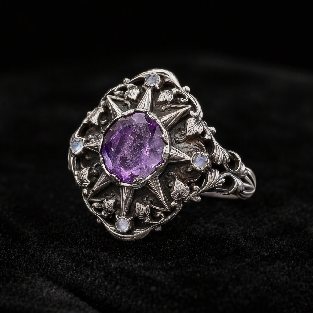 Celestial Amethyst Star Ring