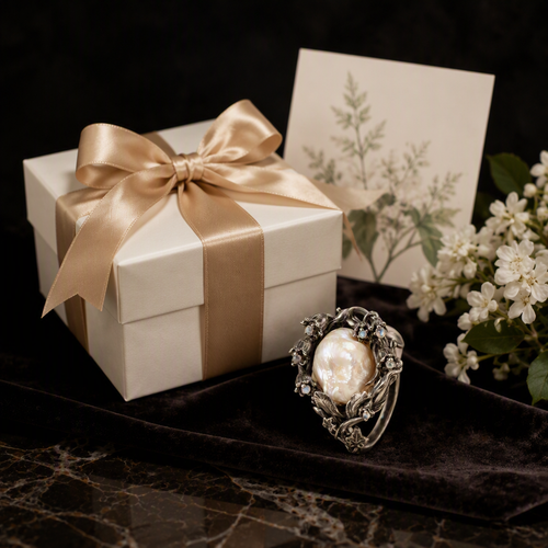 Baroque Pearl Lily of the Valley Ring