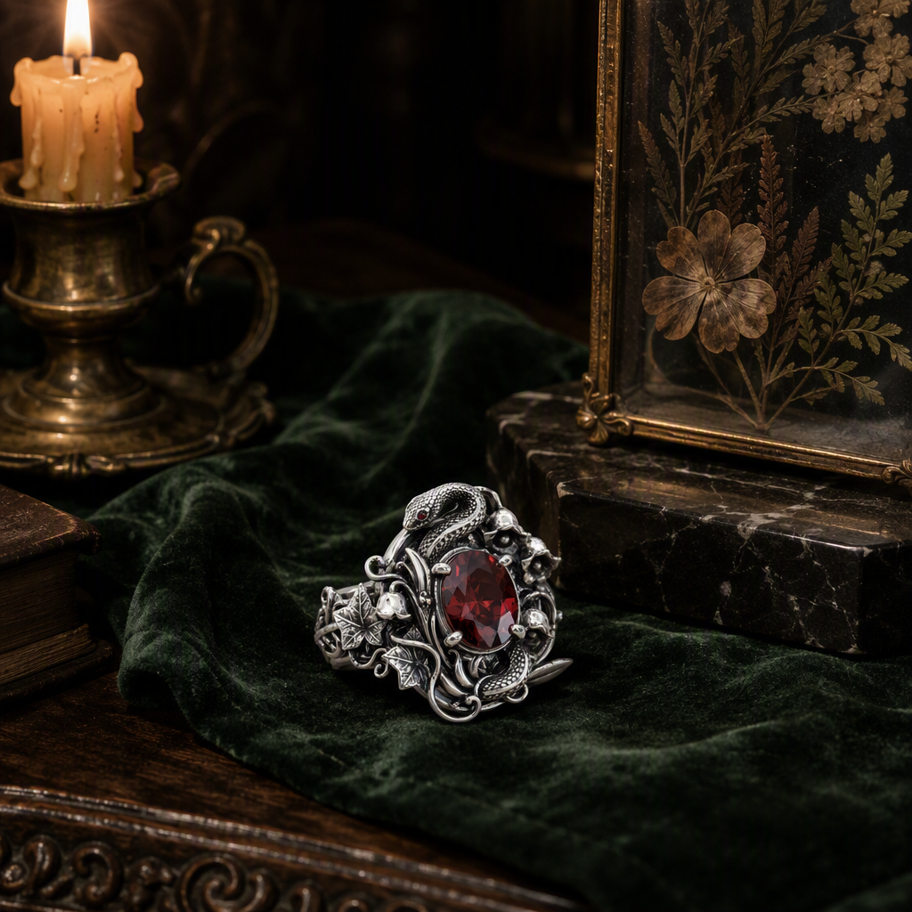 Victorian Serpent Garnet Ring