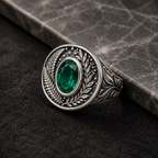 Emerald Green Signet Ring