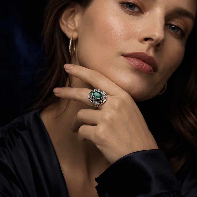 Emerald Green Signet Ring