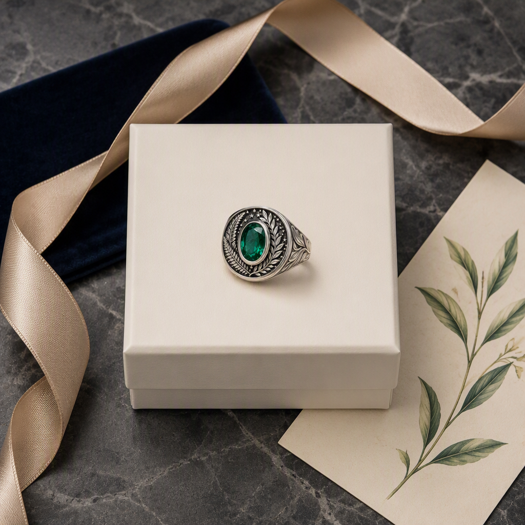Emerald Green Signet Ring