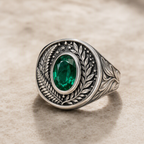 Emerald Green Signet Ring