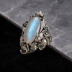 Moonstone Iris Flower Ring