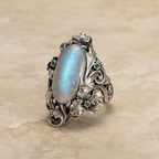 Moonstone Iris Flower Ring