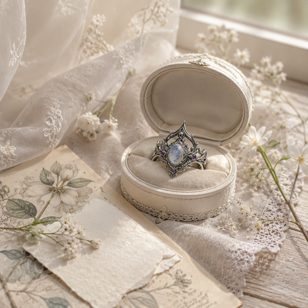 Moonstone Goddess Crown Ring