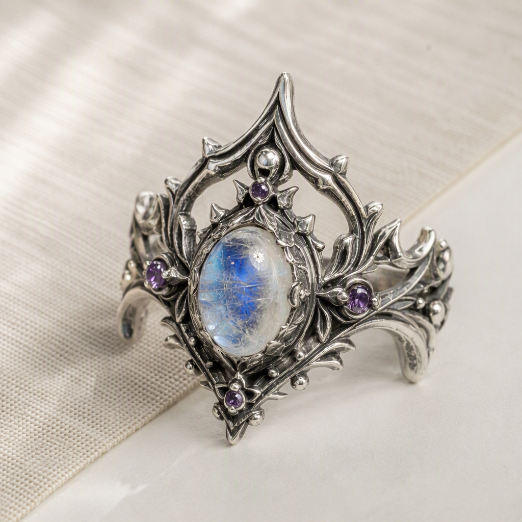 Moonstone Goddess Crown Ring