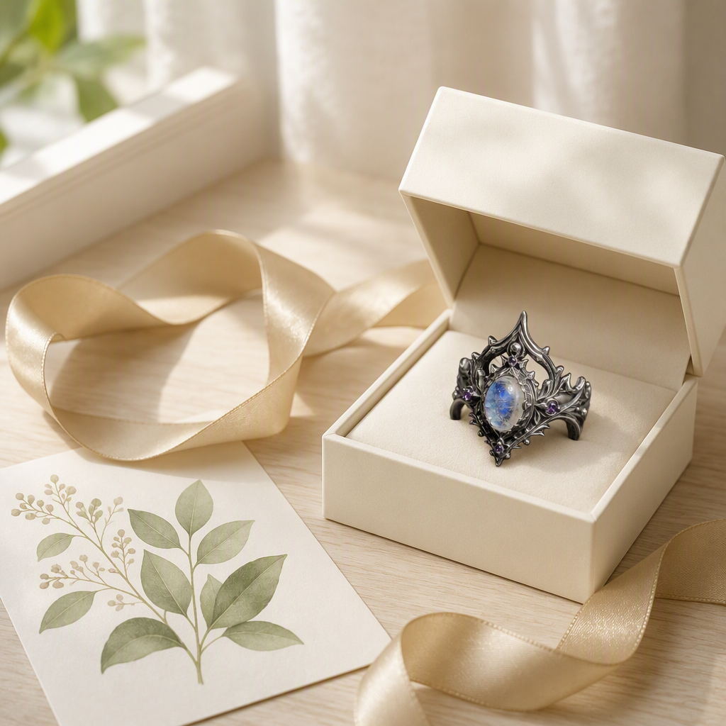 Moonstone Goddess Crown Ring