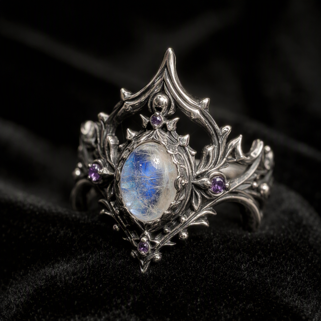 Moonstone Goddess Crown Ring