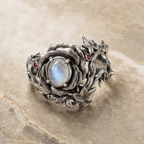 Moonstone Rose Crown Ring