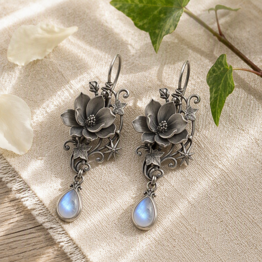 Moonstone Magnolia Earrings