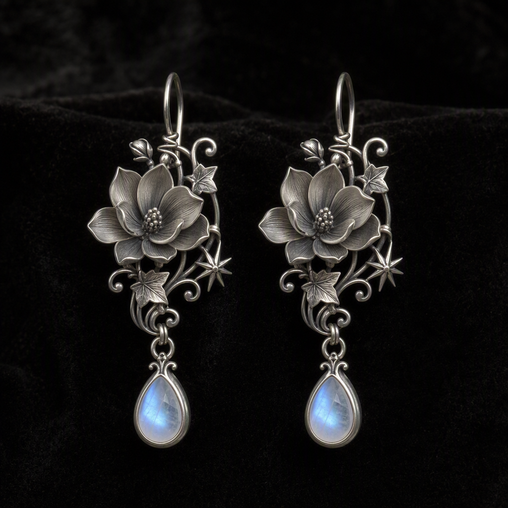 Moonstone Magnolia Earrings