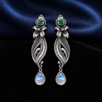 Moonstone Feather Earrings