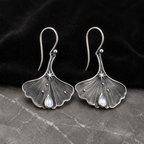 Ginkgo Leaf Moonstone Earrings