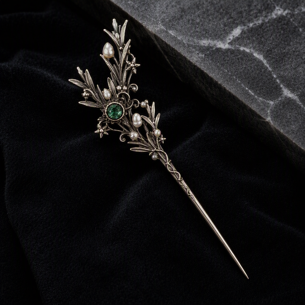 Emerald Pearl Hair Pin