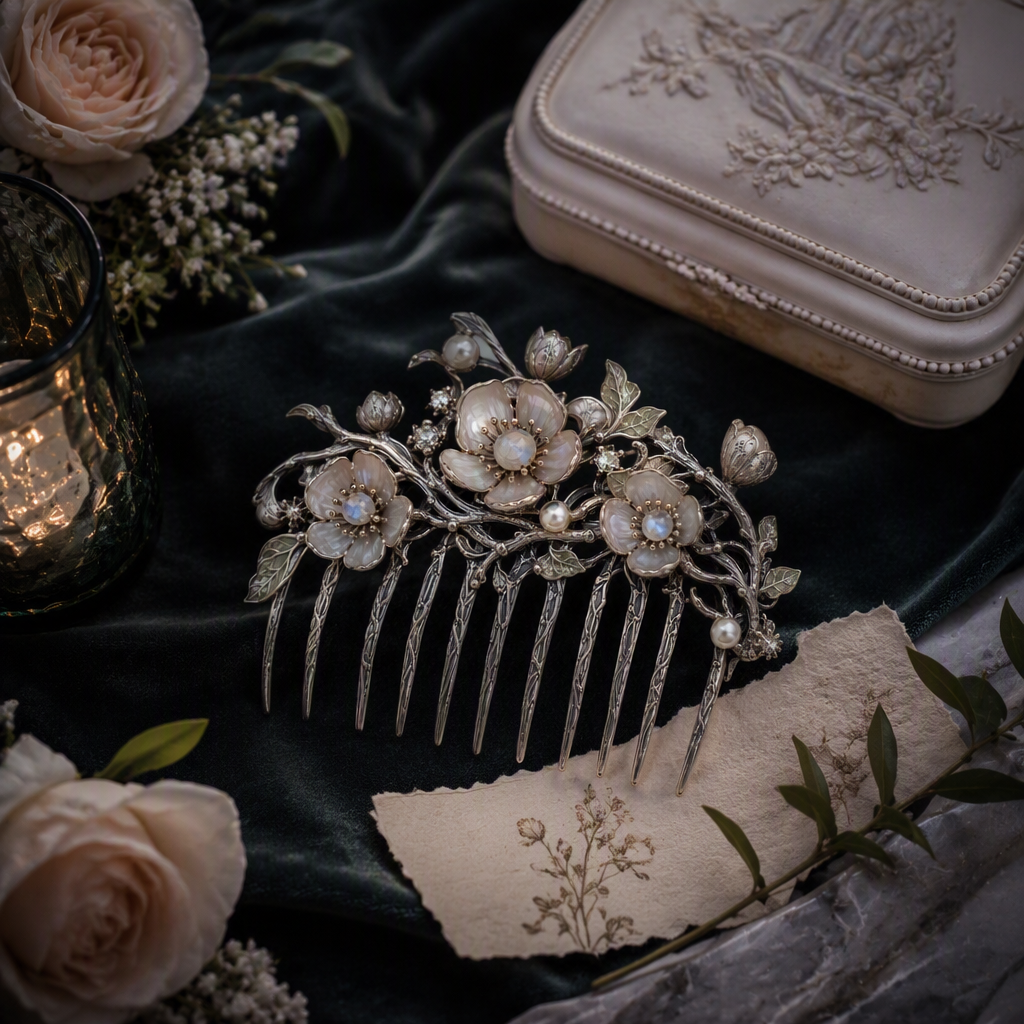 Moonstone Pearl Bridal Hair Comb