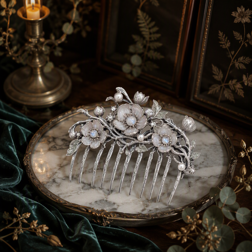 Moonstone Pearl Bridal Hair Comb