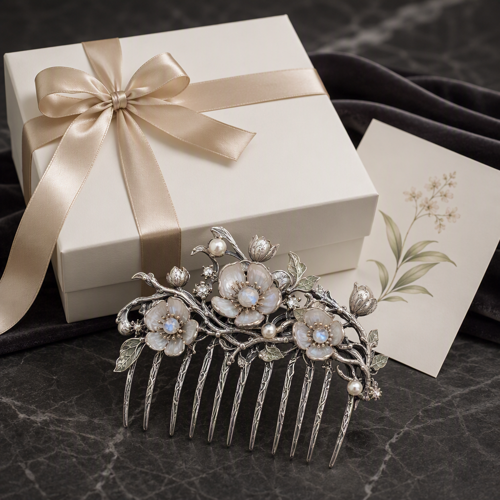 Moonstone Pearl Bridal Hair Comb