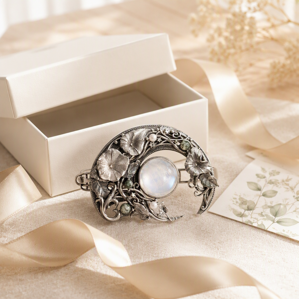 Moonstone Crescent Hair Barrette