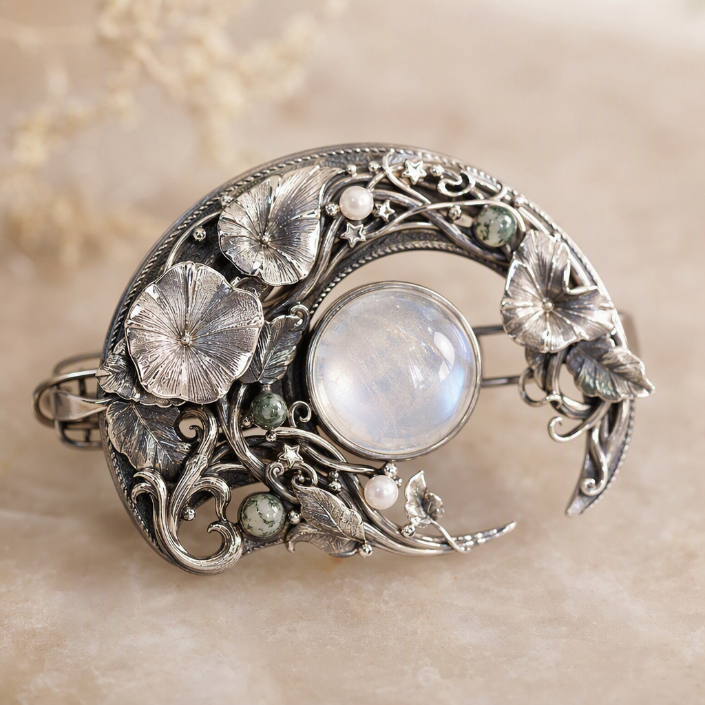Moonstone Crescent Hair Barrette