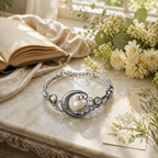 Moonstone Pearl Crescent Moon Bracelet