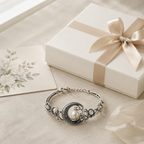 Moonstone Pearl Crescent Moon Bracelet