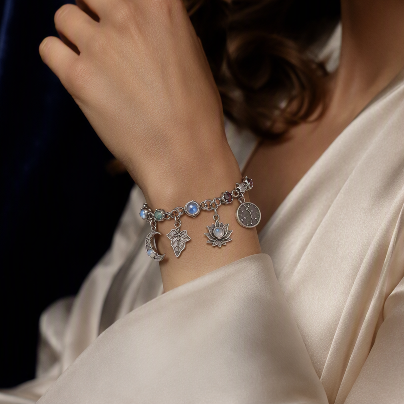 Celestial Moonstone Charm Bracelet
