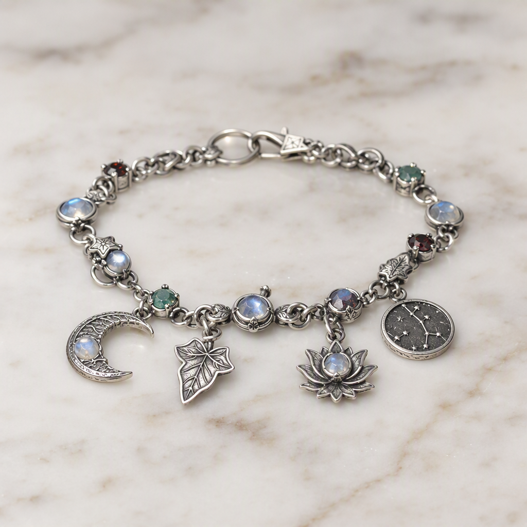 Celestial Moonstone Charm Bracelet
