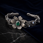 Emerald Flower Cuff Bracelet